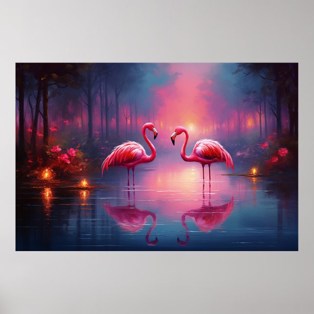  Beautiful Pink Flamingo Bird Poster (Front)