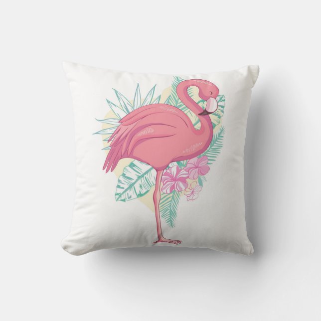 Beautiful Pink Flamingo Bird Throw Pillow (Front)