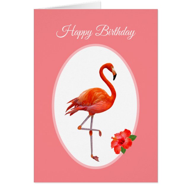 Beautiful Pink Flamingo Birthday Cards (Front)