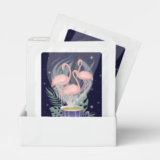 Beautiful Pink Flamingo Exotic Tea Time Bag Drink Mix (Pair)