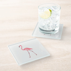 Beautiful Pink Flamingo Glass Coaster