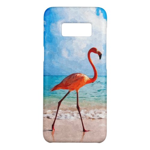 Beautiful Pink Flamingo On Beach Watercolor Art Case_Mate Samsung Galaxy S8 Case