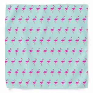 Beautiful Pink Flamingo Pattern on Light Blue Bandana