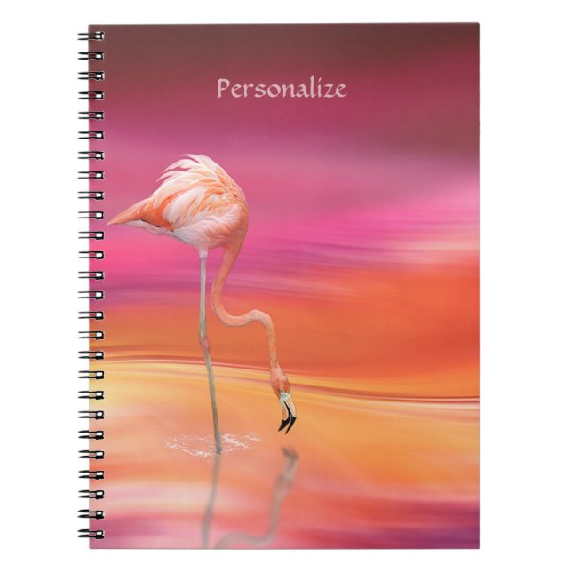 Beautiful Pink Flamingo Surreal Colors Personalize Notebook (Front)