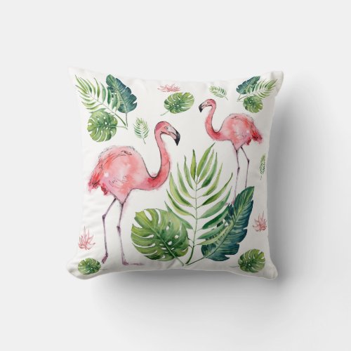 Beautiful Pink Flamingo Throw Pillow