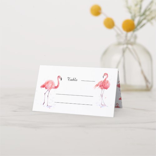 Beautiful Pink Flamingo Watercolor Place Card