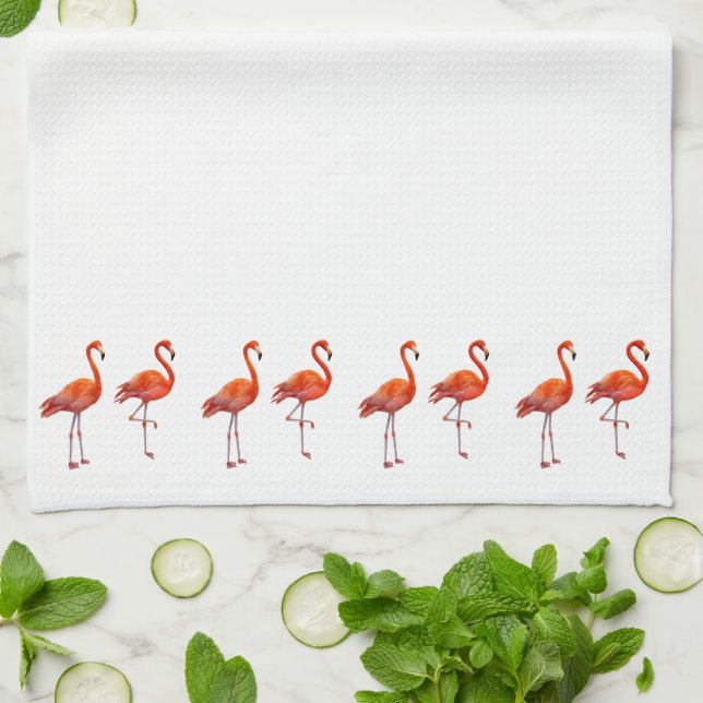 Beautiful Pink Flamingos Kitchen Towel (Folded)