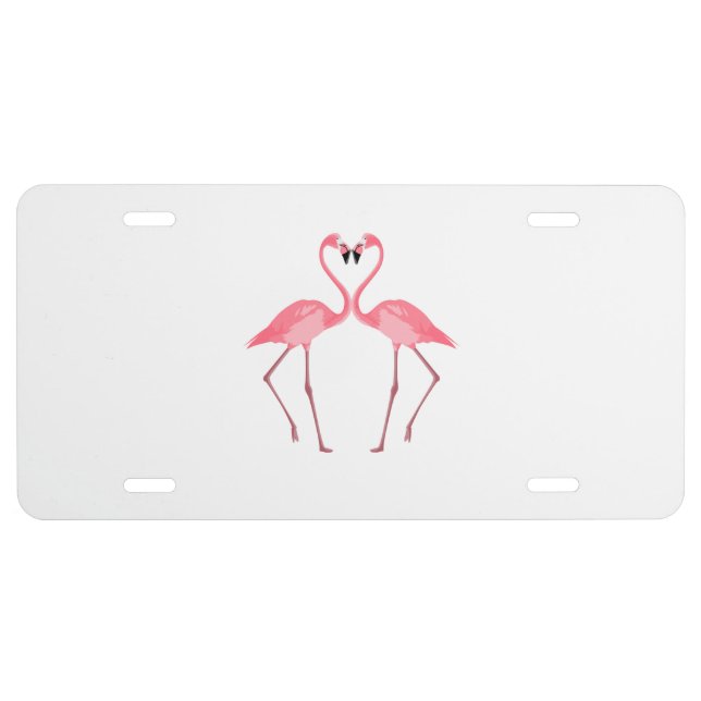 Beautiful Pink Flamingos Love License Plate (Front)