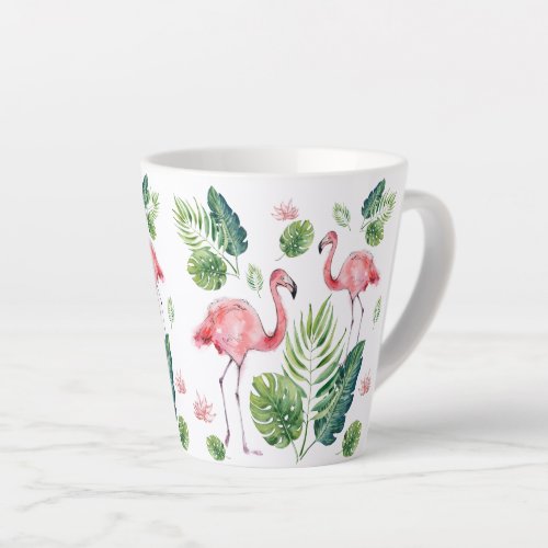 Beautiful pink flamingos pattern latte mug