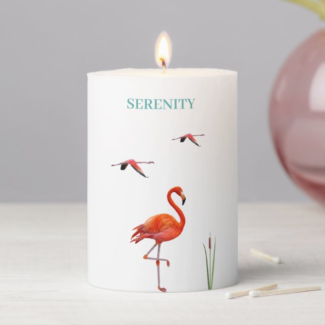 Beautiful Pink Flamingos  Pillar Candle (In Situ)