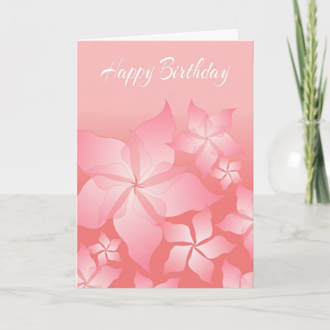 Beautiful Pink Floral Abstract Birthday Card (Front)
