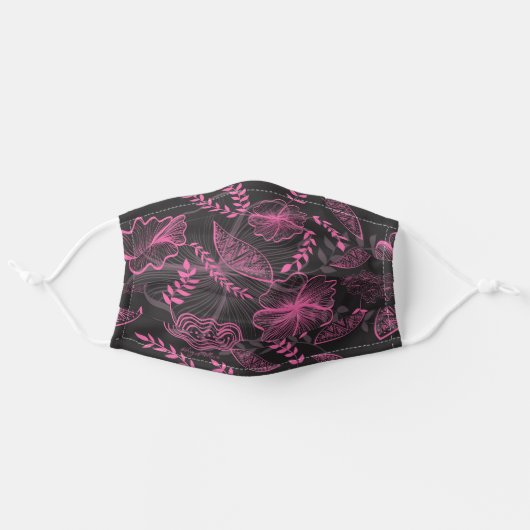 Beautiful Pink Floral Adult Cloth Face Mask (Front, Unfolded)
