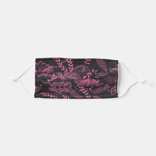 Beautiful Pink Floral Adult Cloth Face Mask (Front, Folded)