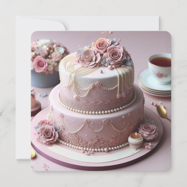 BEAUTIFUL PINK FLORAL ANNIVERSARY CAKE (Front)