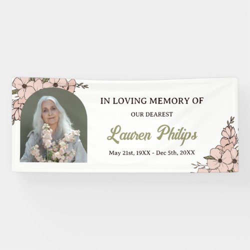 Beautiful Pink Floral Arch Photo In Loving Memory Banner