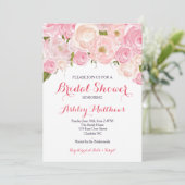 Beautiful Pink Floral Baby Shower Invitation, Baby Invitation (Standing Front)