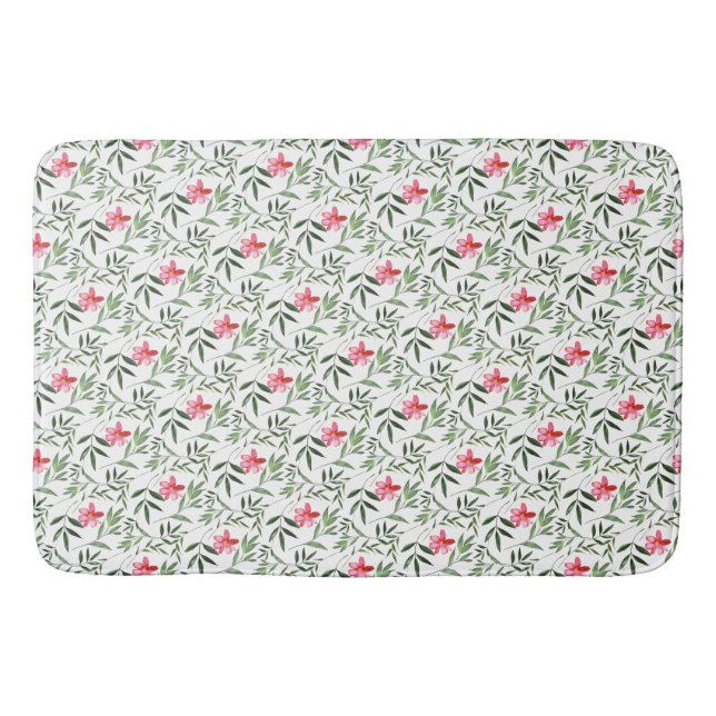 Beautiful Pink Floral Bath Mat (Front)