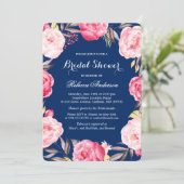 Beautiful Pink Floral Botanical Bridal Shower Invitation (Standing Front)