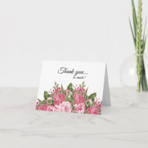 Beautiful Pink Floral Design Diy Words Letterpress Thank You Card