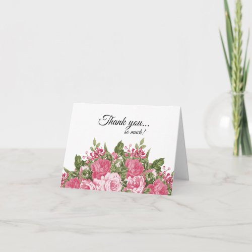 Beautiful Pink Floral Design  Diy Words Thank You Card