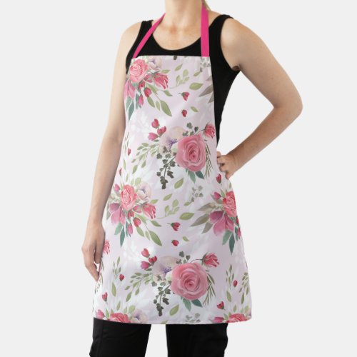 Beautiful Pink Floral Flower Rose Apron