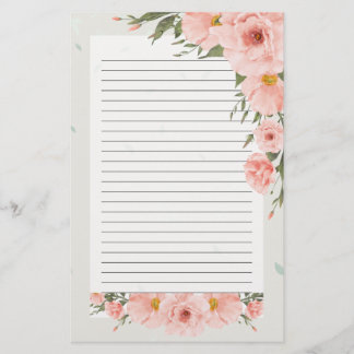 Beautiful Pink Floral Lined Stationery