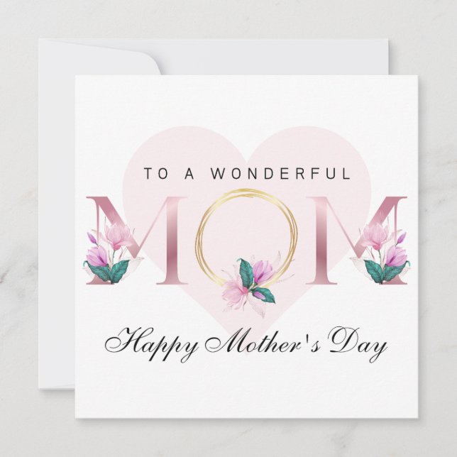 Beautiful Pink Floral Personalized Mother's day  Invitation (Front)