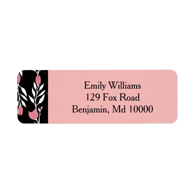 Beautiful Pink Floral Vine Label (Front)