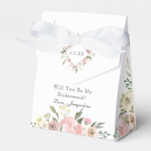 Beautiful Pink Floral Will You Be My Bridesmaid Favor Boxes