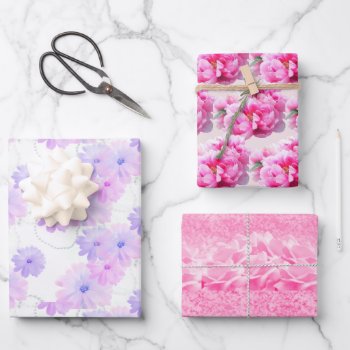 Beautiful Pink Floral Wrapping Paper Sheets by seashell2 at Zazzle