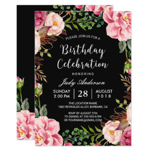 floral wreath birthday invitations