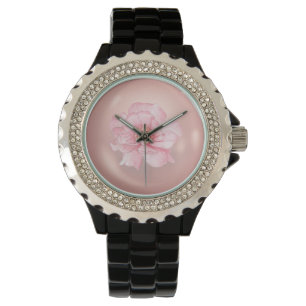 Beautiful Pink Flower and Pearl background Watch