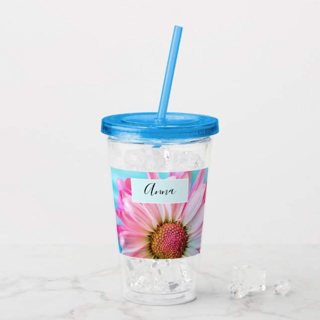  Beautiful Pink Flower Close Up Photo Acrylic Tumb Acrylic Tumbler (Back Ice)