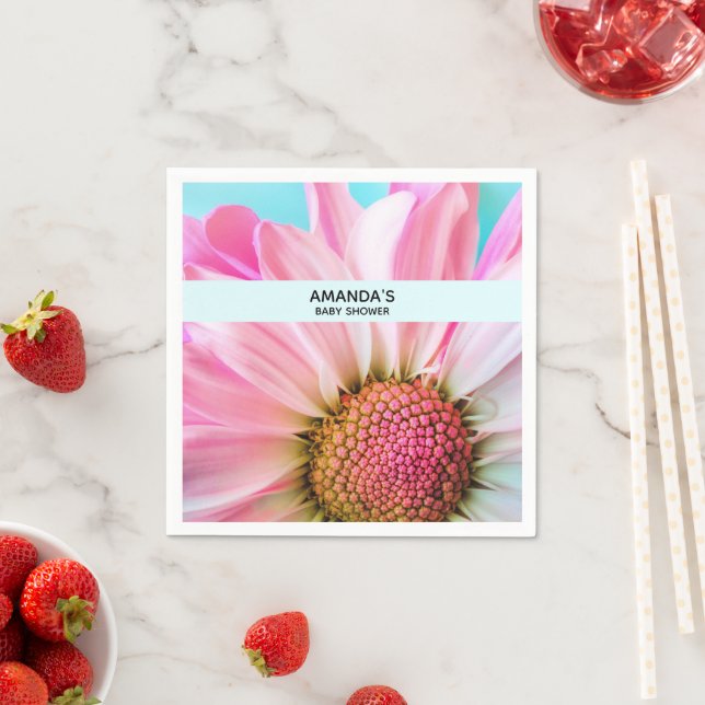 Beautiful Pink Flower Close Up Photo Baby Shower Napkins (Insitu)