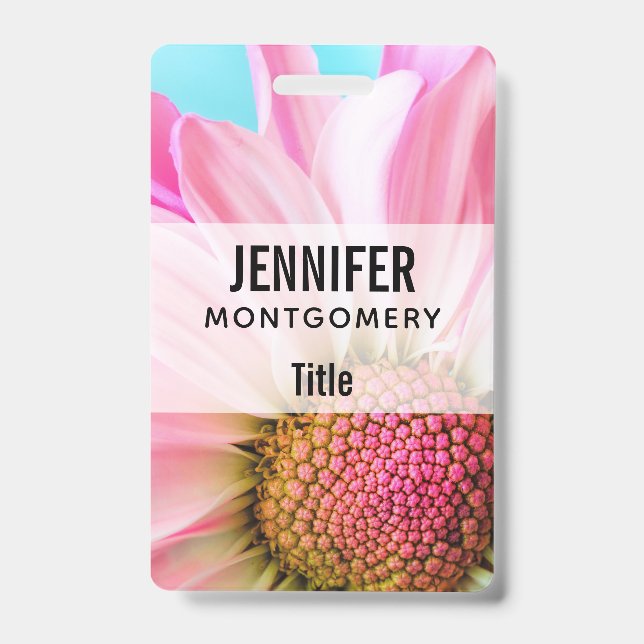 Beautiful Pink Flower Close Up Photo Badge (Front)