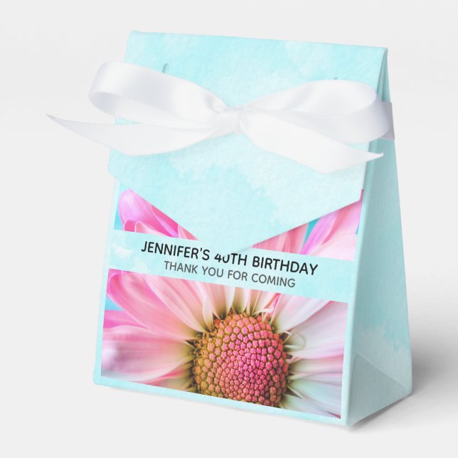  Beautiful Pink Flower Close Up Photo Birthday Favor Boxes (Front Side)