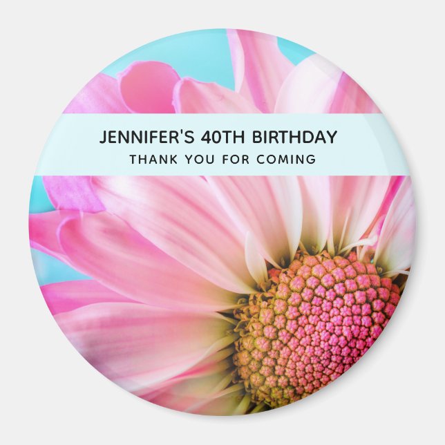 Beautiful Pink Flower Close Up Photo Birthday Magnet (Front)