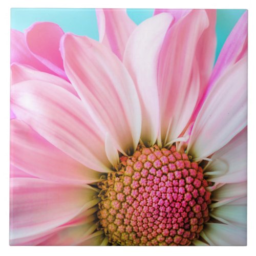 Beautiful Pink Flower Close Up Photo Ceramic Tile