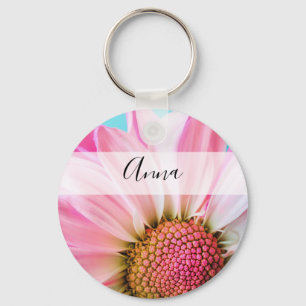 Beautiful Pink Flower Close Up Photo Keychain