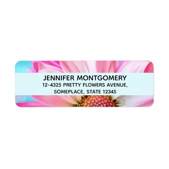Beautiful Pink Flower Close Up Photo Label (Front)