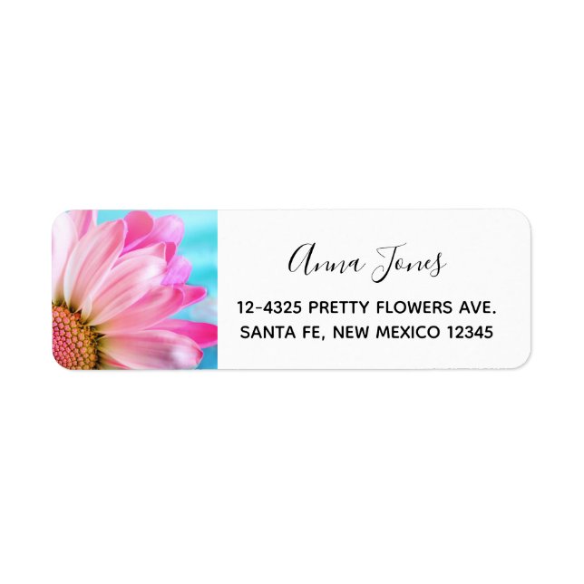 Beautiful Pink Flower Close Up Photo Label (Front)