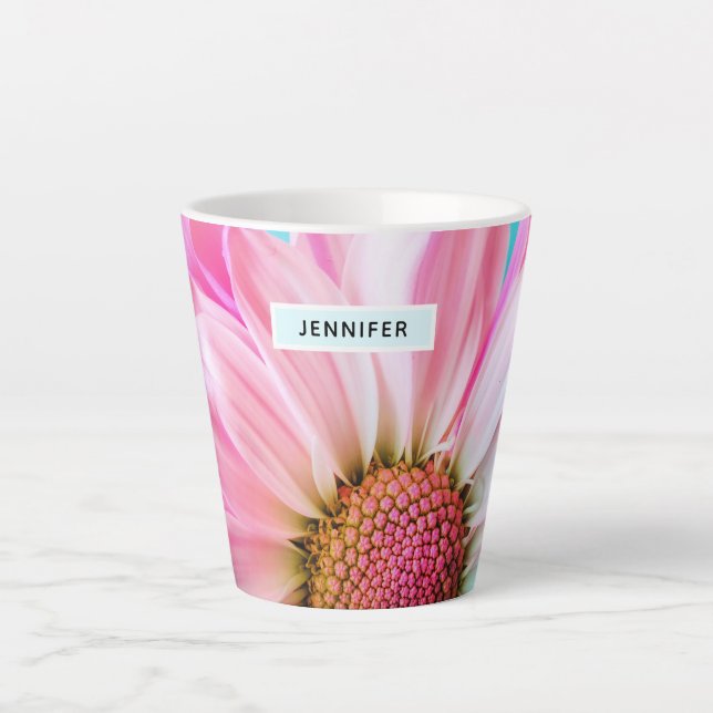Beautiful Pink Flower Close Up Photo Latte Mug (Front)