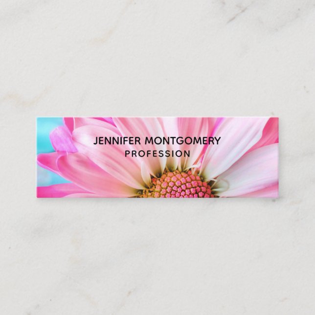 Beautiful Pink Flower Close Up Photo Mini Business Card (Front)