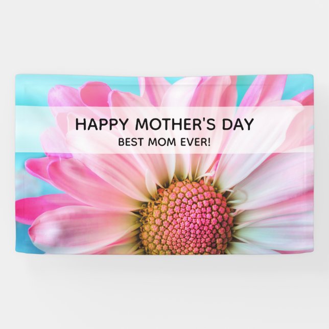 Beautiful Pink Flower Close Up Photo Mother's Day Banner (Horizontal)