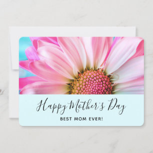 Beautiful Pink Flower Close Up Photo Mother's Day Holiday Card