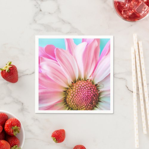 Beautiful Pink Flower Close Up Photo Napkins