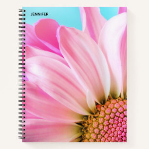 Beautiful Pink Flower Close Up Photo Notebook