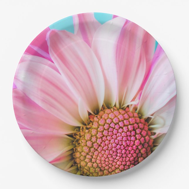 Beautiful Pink Flower Close Up Photo Paper Plates (Front)