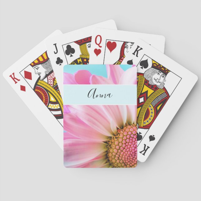 Beautiful Pink Flower Close Up Photo Poker Cards (Back)