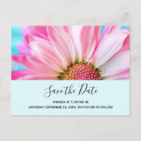 Beautiful Pink Flower Close Up Photo Save the Date